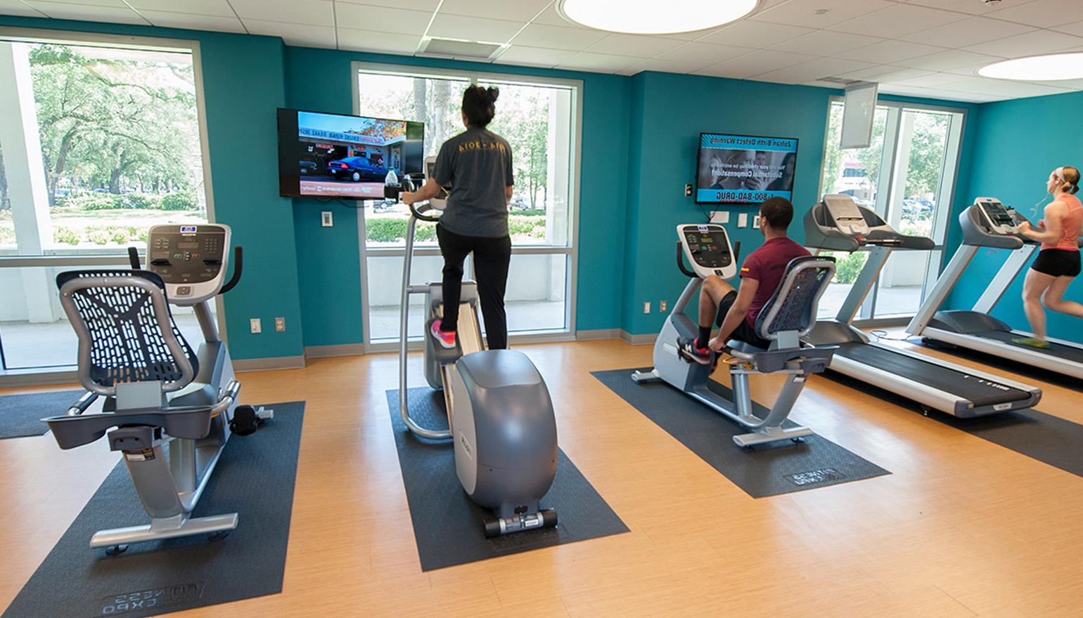 Students in fitness center